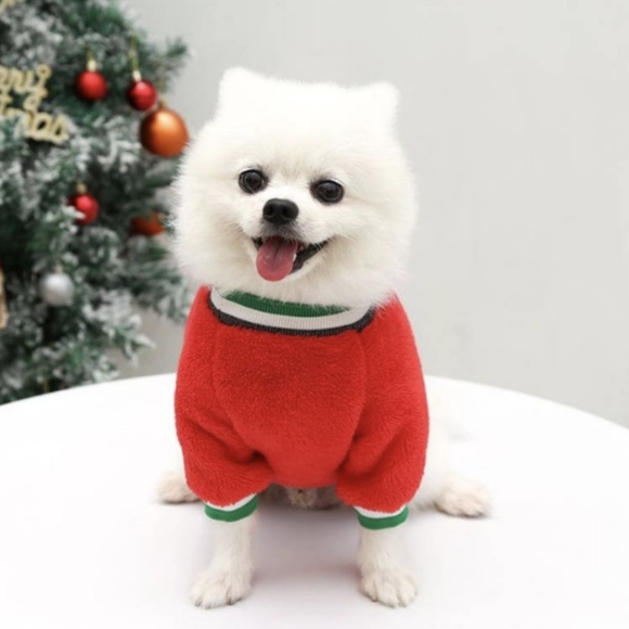 None Other - Dog/Cat Fleece Christmas Sweater For Small Pets - Red